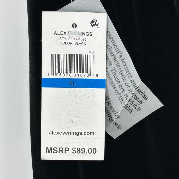 Alex Evenings Black Velvet Pull On Ankle Pants Womens Size XL Wide Leg - Picture 4 of 6